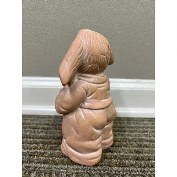 Terracotta Easter Bunny in Overalls With Basket CUTE!! 7" x 4.5" Holiday Spring - Picture 4 of 13